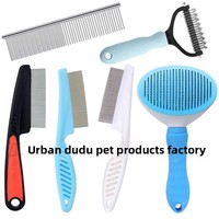 Peigne spécial à dents fines en acier inoxydable Peigne pour animaux de compagnie écologique pour chien chat Outil d'épilation en plastique