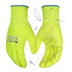 Gants de travail de sécurité XINGYU HPPE A3 13G enduits de PU, résistants aux coupures EN388 niveau <span class=keywords><strong>3</strong></span>, respirants, antidérapants, pour la construction, le bois et le métal - Product Image 1