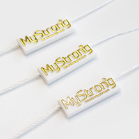 Cuerdas de plástico personalizadas al por mayor con logotipo para etiquetas colgantes de ropa, cordón de poliéster para sellado de prendas