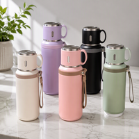 Bouteilles d'eau isothermes modernes en acier inoxydable à double paroi de 600 ml, tasses à café sous vide avec couvercles et filtre à thé pour le voyage