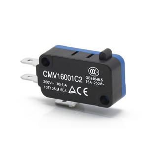 Micro-interrupteur miniature CNTD Changde Electric CMV16001C2 à réinitialisation automatique, bouton poussoir 16A avec borne de type 187 - Product Image 1