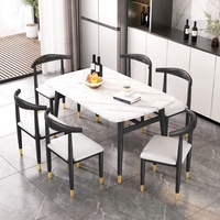 Juego de Muebles de Comedor GEDO en Oferta, Mesa y Sillas de Comedor de MDF con Adhesivo de Textura de Mármol