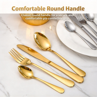 Ensemble de couverts en acier inoxydable épais de luxe avec logo et motif personnalisés |   24 pièces d'argenterie (fourchettes, cuillères et couteaux) avec support de rangement en forme de couronne