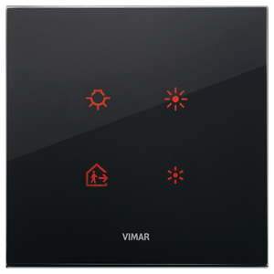Vimar <b>Touch</b> Wall <b>Switch</b> 4 Button Black Glass Smart Home Control Panel - Product Image 1