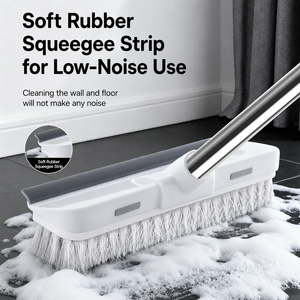 Brosse de <span class=keywords><strong>nettoyage</strong></span> 2-en-1 à long manche avec raclette et <span class=keywords><strong>balai</strong></span> à poils pour sols, idéale pour la maison, les piscines et les salles de bain - Product Image 2