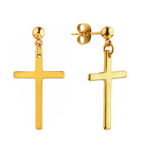 Pendientes con Colgante de Cruz, Aleación de Zinc, Forma Geométrica, Joyería de Moda Unisex, Opciones de Color Negro, Dorado y Acero - Product Image 2