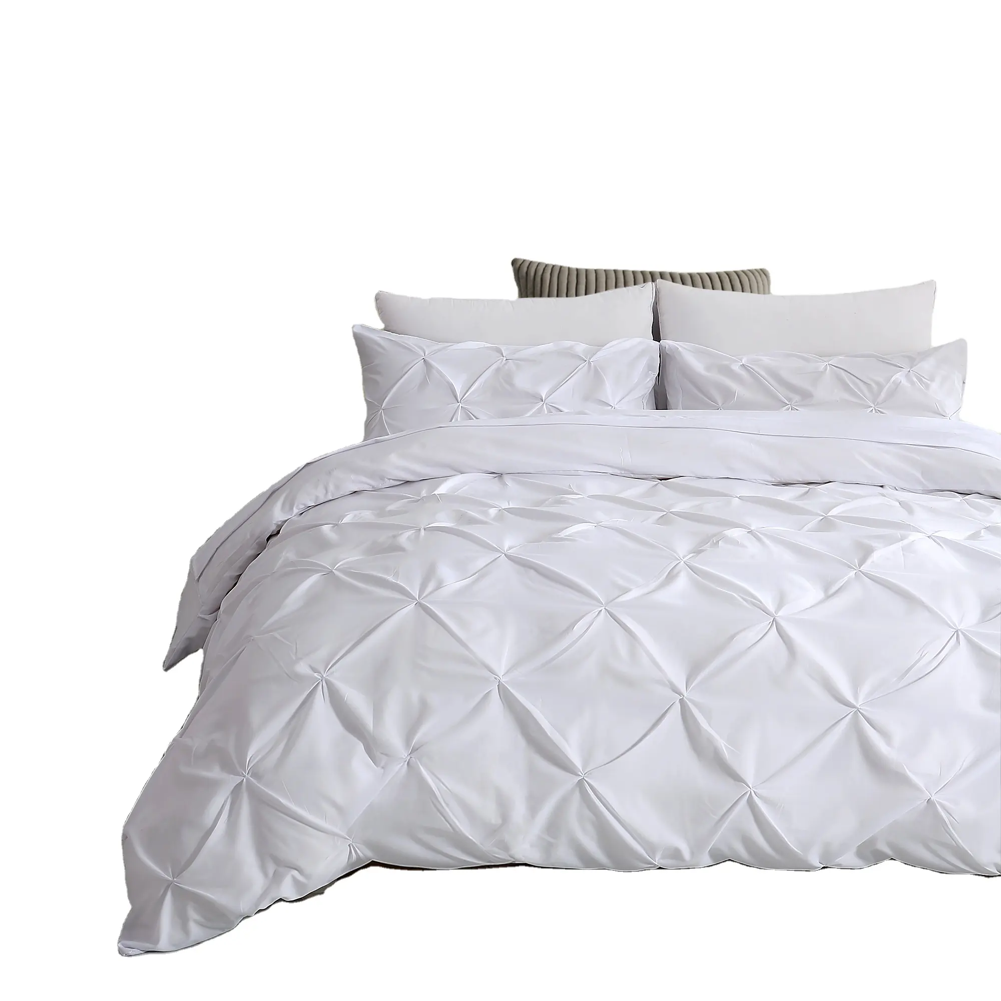 गर्म 90 जीएसएम वजन सस्ते हस्तनिर्मित टेकनीक Microfiber चुटकी Pleat Pintuck duvet रजाई कवर बिस्तर शीट बेडरूम के लिए अमेरिका में आकार