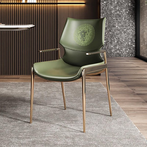 <span class=keywords><strong>Chaise</strong></span> de salle à manger en cuir épaissi de luxe italien, au design moderne, pour usage domestique, bureaux de vente, restaurants et salles d'exposition. - Product Image 1