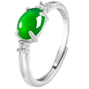 Natural Jadeite Vivid Green <b>Ring</b> 925 Silver Inlay Fashion Simplicity UNISEX Adjustable Gift of Appraisal Certificate D1035 - Product Image 5