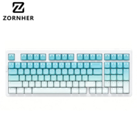 Teclado Mecánico Personalizado Zornher ZH980 Minty Meow TKL, Retroiluminación RGB, Interruptores Intercambiables en Caliente, Perfil de Sonido Cremoso, Inalámbrico de 2.4GHz