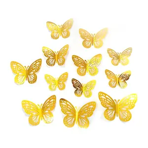 Décoration murale pour la maison 12pcs Set Valentine's Day Happy Birthday Wedding Party Background Decorations 3d Butterfly Wall Stickers