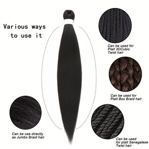 Extensions de cheveux synthétiques en fibre Kanekalon, queue de cheval tressée, 28, 32, 36 pouces, violet foncé, pour femmes - Product Image 4