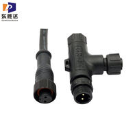 Connecteur en T en plastique 2 broches 3 voies industriel circulaire solide mâle femelle aviation IP67 étanche M12