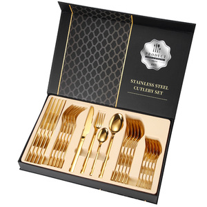 Ensemble de <span class=keywords><strong>couverts</strong></span> en acier inoxydable Knight de 24 pièces, coffret cadeau, couteau, fourchette, cuillère, vaisselle, usage quotidien, coffret cadeau pour les fêtes - Product Image 1