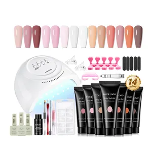 Gel-Nagel-Set mit UV-LED-Lampe Nagelverlängerungs-Kit mit Unterbau und Oberfläche Poly-Gel-Nagelset Verlängerungs-Starterset mit UV-LED-Lampe