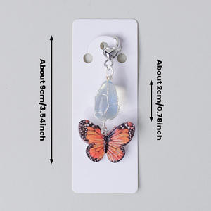 Porte-clés Papillon en Cristal Naturel Roulé, Breloque de Sac Guérison Reiki, Pendentif Clé, Cadeau, Vente en Gros - Product Image 2
