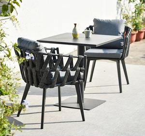 Tissage fait à la main tailles personnalisées corde extérieur jardin salon salle à manger corde chaise coussin en aluminium chaise pour salle à manger en plein air - Product Image 5