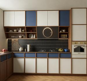 Armoire de cuisine en MDF sur mesure 48H |   Armoire de luxe à trois tons |   Meubles de cuisine sur mesure avec évier intégré - Product Image 6