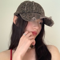Gorra de Béisbol con Estampado de Leopardo OEM ODM, Gorra Divertida y Moderna con Logotipo Personalizado Bordado, Gorra de Béisbol con Visera de Leopardo Ajustable