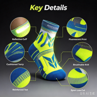 Chaussettes de sport réfléchissantes mi-mollet pour hommes et femmes, respirantes et amortissantes, idéales pour le jogging nocturne, le cyclisme et l'entraînement