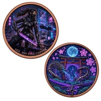 Médaille futuriste 2026 Glow Runner avec hologramme double face et boîtier plaqué fer Skyline
