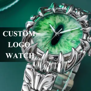 Desain baru OEM Strange Twisted Claw arloji mewah besi tahan karat unik dengan Logo kustom Quartz jam tangan untuk pria grosir