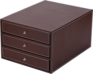 Executive Leatherette 3 Drawers File Cabinet Office Document Desktop Storage Boxes & Bins