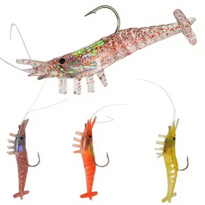 3pcs Luya Soft Lures10g/8.5cm Silicone Simulation Crevettes et Ver avec Crochet Soft Shrimp Lures - Product Image 6
