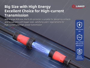 Разъемы Cnlinko серии DL28, 2, 3, 4, 5 контактов, IP68, 50А, водонепроницаемые, быстроразъемные, круглые, OEM/ODM, авиационные, для питания и светодиодов - Product Image 5