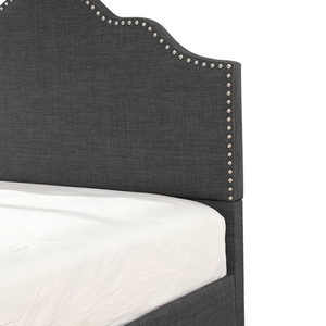 OEM ODM Modern Linen Fabric Upholstered Platform <b>Bed</b> with Nailhead Accent for Hotel Apartment - Product Image 3