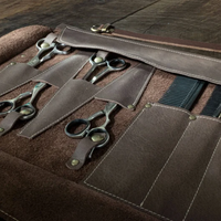 Camping en plein air mode rouleau cheveux ciseaux sac en cuir PU coiffures outil organiser sac barbier accessoires pochette de rangement