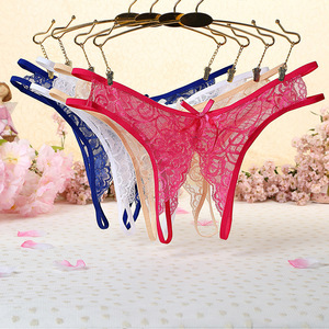 Culottes en dentelle transfrontalières européennes et américaines, sexy, à entrejambe ouvert, transparentes, taille basse, évidées, type string, source - Product Image 3