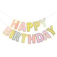 Bannière en papier de lettre de joyeux anniversaire d'estampage d'or en gros pour des décorations de fête d'anniversaire