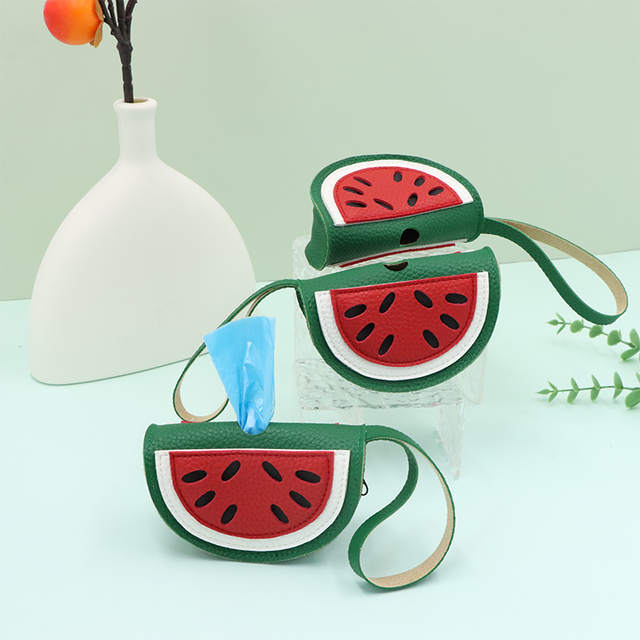 Summer Watermelon Slice Coin Purse PU Leather Cute Fruit Zipper Pouch Wrist Strap Money Wallet