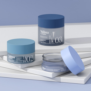Nouveau design – Pot cosmétique bleu givré 180/250/450g avec couvercle à vis pour crème visage, soin des cheveux, lotion, masque et <span class=keywords><strong>baume</strong></span> nettoyant - Product Image 1