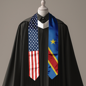 Banda de Graduación de Satén para Adultos, 13*180CM, Temática EE. UU. y República Democrática del Congo, para Estudios Internacionales en el Extranjero - Product Image 6