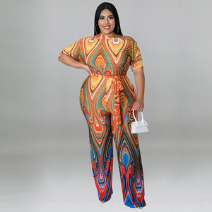 <span class=keywords><strong>Mono</strong></span> de poliéster estampado con hombros descubiertos, estilo casual, para mujer, <span class=keywords><strong>talla</strong></span> <span class=keywords><strong>grande</strong></span>, novedad de verano 2026, Europa y América - Product Image 2