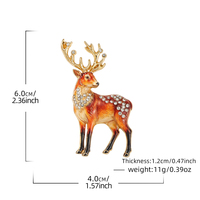 Broche en métal personnalisée en émail motif cerf, broche de revers animale incrustée de strass sur mesure pour ornement de vêtement
