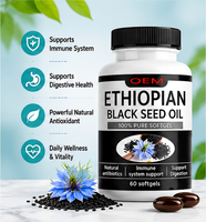 Capsules de Gélules d'Huile de Nigelle Éthiopienne 800mg Soutien Immunitaire Antioxydant Pressé à Froid Non-OGM Herbacéen 60 unités OEM/ODM 24 Mois