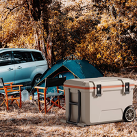 Glacière rigide 50L portable isotherme avec roues, boîte à poisson, logo sérigraphié fait main, coffret cadeau personnalisé