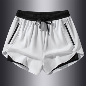 กางเกงขาสั้นผ้าแคนวาสผู้ชายเอวยางยืดแบบสามส่วน สีพื้น สำหรับฤดูร้อน ใส่เล่นชายหาด วิ่ง แห้งเร็ว ระบายอากาศดี สไตล์สปอร์ต ทรงหลวม ใส่ออกกำลังกาย หรือพักผ่อน - Product Image 1