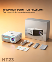 Meilleur projecteur intelligent Android HT22 4K blanc avec télécommande, Ultra HD, 120 lumens, projection 10m, 8 Go de ROM pour la maison