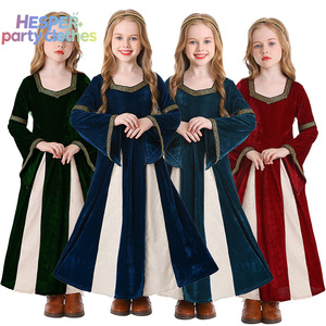HESPER Vestido Largo de Manga Campana Estilo Corte Medieval Retro Renacentista para Niña, Disfraz Musical de Halloween - Product Image 1