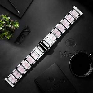 Bracelet de montre en acier inoxydable avec quartz rose, bracelet magnétique de remplacement pour montre intelligente et montre-bracelet - Product Image 1