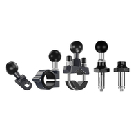 Abrazadera para manillar de motocicleta de aleación de aluminio, 1 ", 25,4mm, rótula, almohadilla de goma, manillar de bicicleta, montaje en poste para GPS, soporte para teléfono móvil