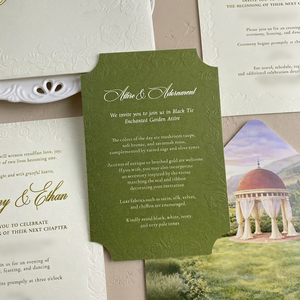 Invitation de <span class=keywords><strong>mariage</strong></span> 3D gaufrée avec bordure de roses, suite d'invitations vert olive pour jardin, cartes d'invitation de luxe <span class=keywords><strong>en</strong></span> papier spécial avec dorure à chaud - Product Image 3