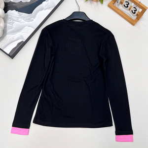 Robe courte à manches longues et col rond pour femme, coupe ajustée, avec détail de poignets contrastants, décontractée, polyvalente, pour le quotidien et les superpositions - Product Image 2