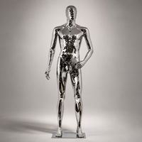 Mannequin homme en argent électroplaqué OEM, corps entier, articulations réglables, mannequin métallique pour vitrine de magasin de détail