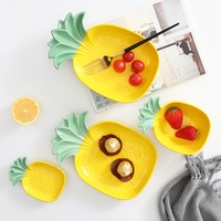 Assiette en céramique en forme d'ananas classique nordique personnalisé maison petit déjeuner salade Dessert assiette de légumes assiette de repas mignonne