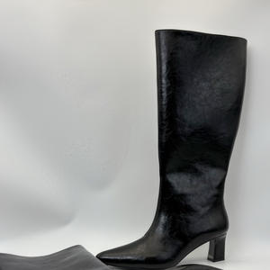 Bottes de cheville à talon épais et fermeture à glissière arrière à tête carrée, style coréen, hiver 2025, noires - Product Image 3